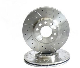 Set sportremschijven geventileerd, geboord en gegroefd Golf 4 R32 334 mm