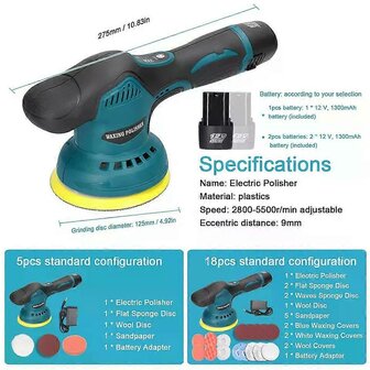 Excentrische accu poetsmachine met 2 accu&#039;s