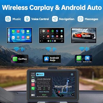 7 inch android radio, carplay, navigatie, draagbaar