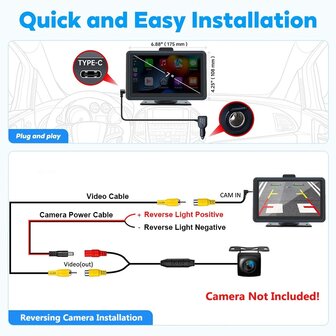 7 inch android radio, carplay, navigatie, draagbaar