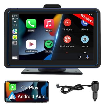 7 inch android radio, carplay, navigatie, draagbaar