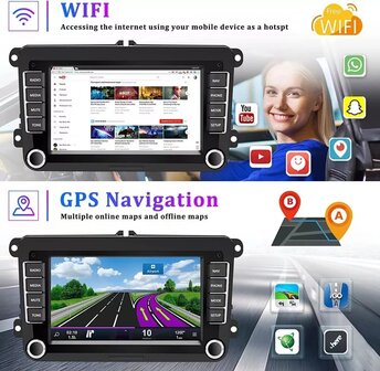 7 inch android, carplay, navigatie radio, navigatie VW Polo, Golf 5,6, Touran, Passat, Tiguan, Seat, Skoda