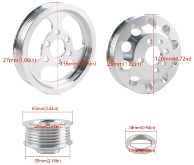 Set aluminium poelies VAG 1.8 20VT motor