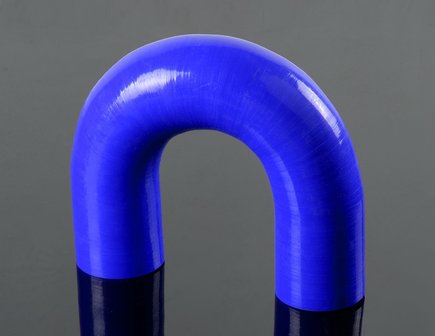Silicone slang bocht 180 graden blauw 57 mm
