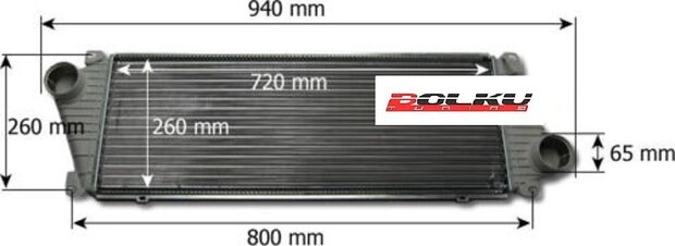 Interkoeler 802x260 65 mm aansluitingen