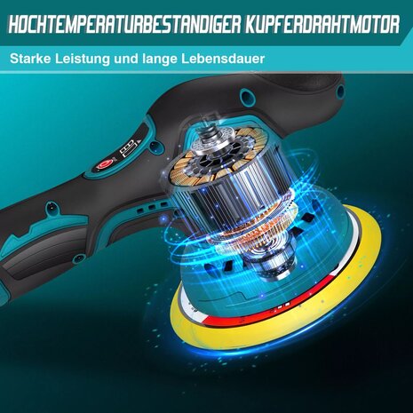 Excentrische accu poetsmachine met 2 accu's