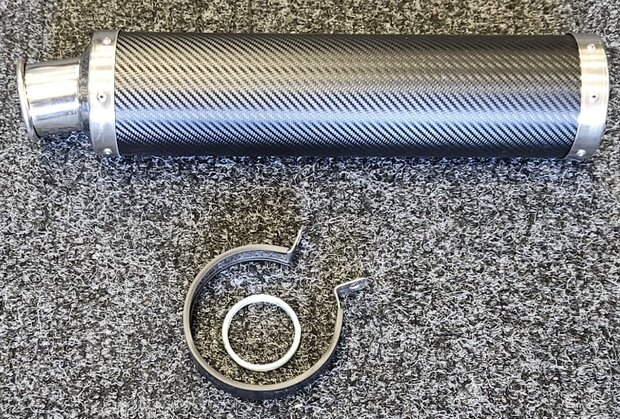 Set van 2 universele carbon/ rvs/ aluminium motorfiets sport uitlaatdempers