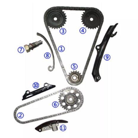 Kettingrevisieset duplex VR6 2,8 en 2,9 incl. tandwielen oude uitvoering