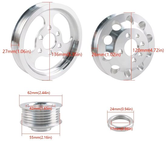 Set aluminium poelies VAG 1.8 20VT motor