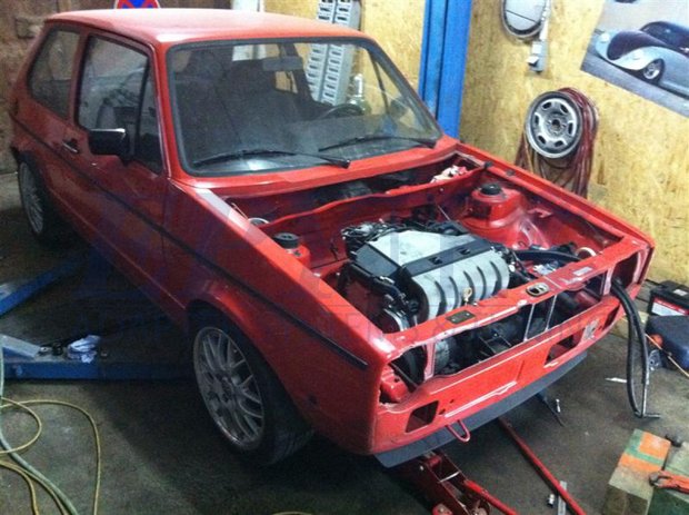 Set motorsteunen inbouw VR6/R32 met 02A 5 bak  in Golf 1