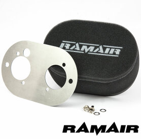 Ramair DCOE 40 mm baseplate en schuimfilter Weber, Solex, Dellorto Ramair DCOE 40 mm baseplate en schuimfilter Weber, Solex, Dellorto