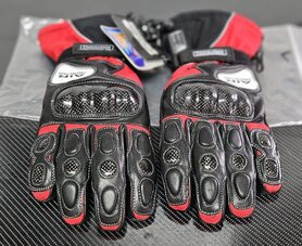 Tschul heren motorhandschoenen rood/zwart maat L.