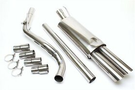 Rvs uitlaatsysteem 2x76mm scherp, VW Golf III 1HXO, behalve Syncro/Vento/Variant